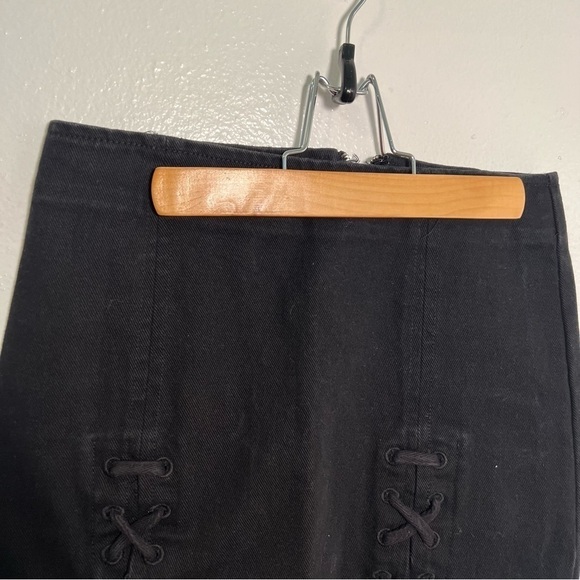 Honey Punch Denim Black Tied Mini Skirt - Picture 4 of 11